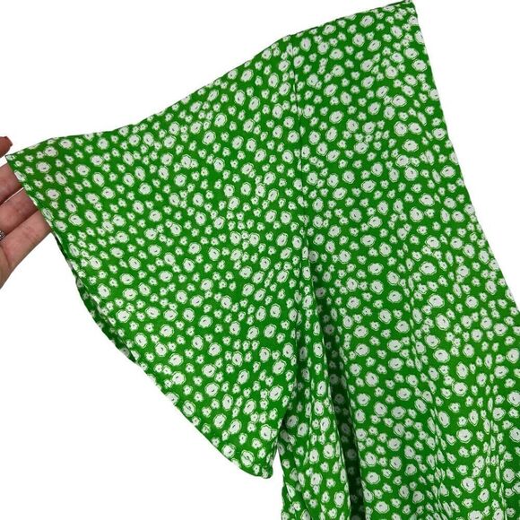 Sienna Sky Dress Faux Wrap Green Ditsy Floral Flutter Sleeve V Neck Midi Size S - Picture 4 of 12